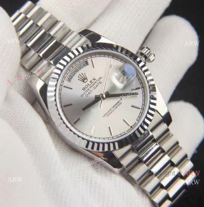 Best Copy Rolex Day-Date 36 Silver Index Face Presidential Watch